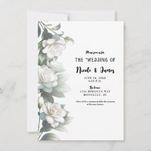 Vita Gardenia Blommor Elegant Blommig Bröllop Inbjudningar