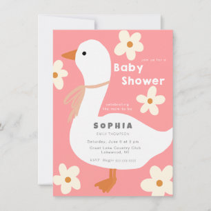 Vita gäss och Daisy, babyskor Inbjudningar