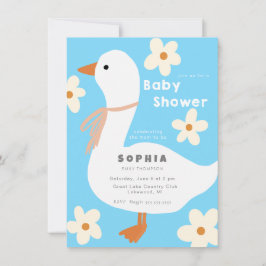 Vita gäss och Daisy, babyskor Inbjudningar