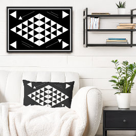 Vita geometriska trianglar lumbarkudde