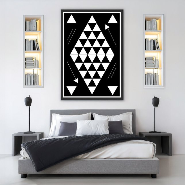 Vita geometriska trianglar poster (Skapare uppladdad)