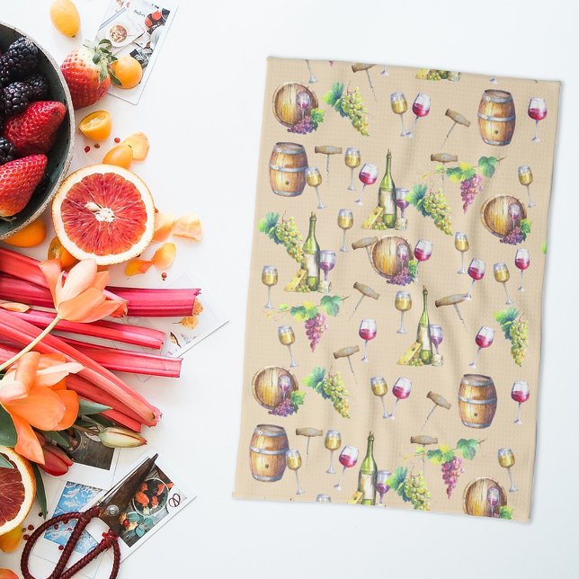 Vita glasdruvor av vinodling Vin Älskare Kökshandduk (Skapare uppladdad)