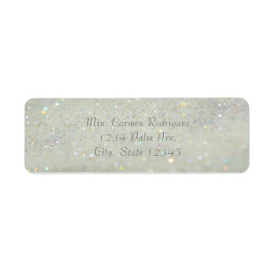 Vita glitter glam bokeh gnist adressetiketter returadress etikett
