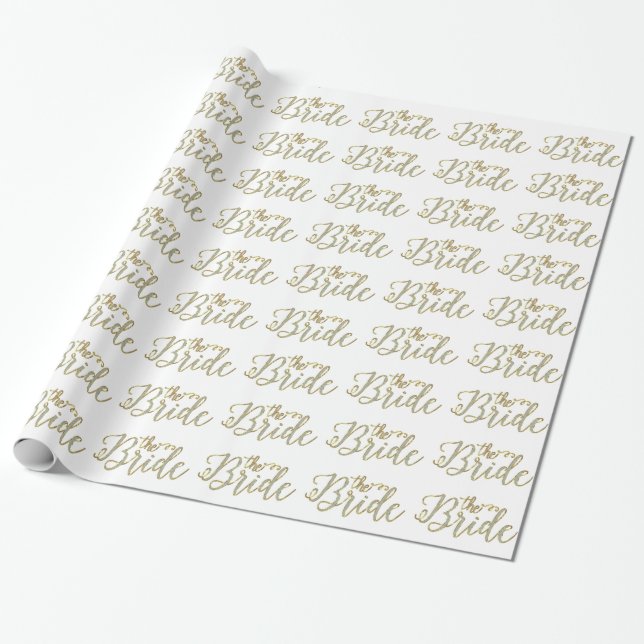 Vita Glitter & Guld - Teckendesignen Mönster Presentpapper (Utrullad)