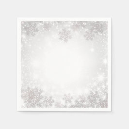 Vita glittrande snöflingor Vinterundret Bröllop Pappersservett