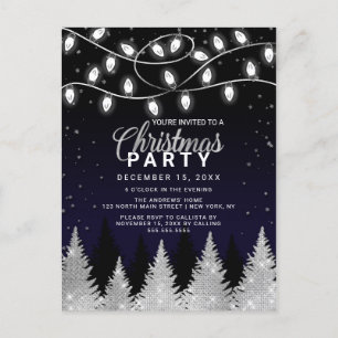 Vita Glowing Ljus Glitter Träd Party Inbjudan Vykort