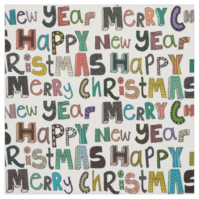 vita god jul gott nytt år tyg (Provkarta)