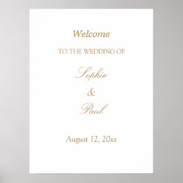 Vita Golden Beige Bröllop Välkommen Poster