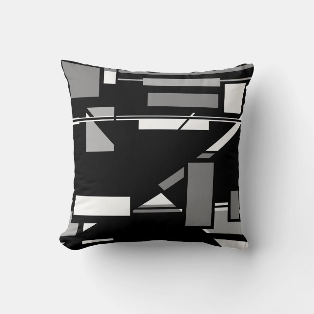Vita Grått-boxar på Abstrakten Black Geometric Art Kudde (Framsida)
