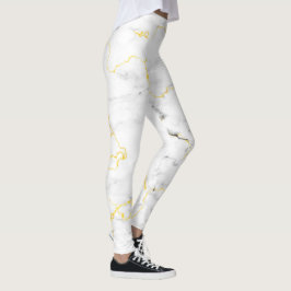 Vita grått guld-grottmaren mönster leggings