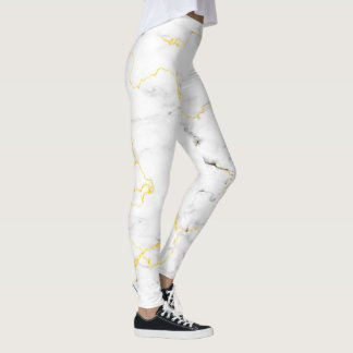 Vita grått guld-grottmaren mönster leggings
