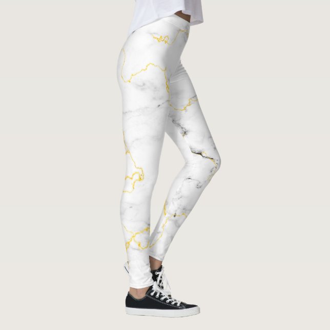 Vita grått guld-grottmaren mönster leggings (Höger)
