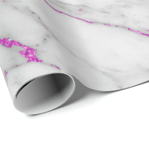 Vita Grått Marble Shiny Rosa Penslar Presentpapper