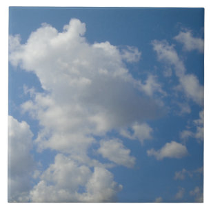 Vita/Grått-moln och Blå himmel-foto-panel Kakelplatta