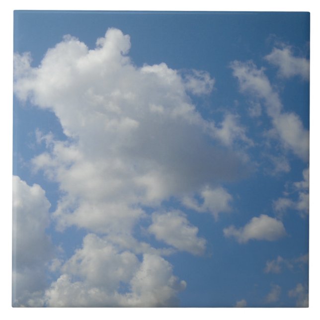 Vita/Grått-moln och Blå himmel-foto-panel Kakelplatta (Framsidan)