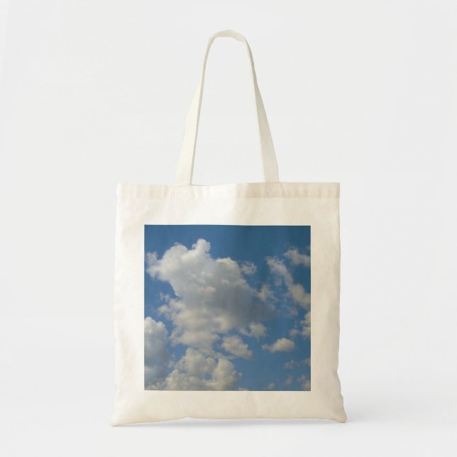 Vita/Grått-moln och Blå himmel tote Bag Tygkasse (Framsidan)