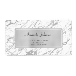 Vita Grått Silver Marble-Returetiketter Fraktsedel