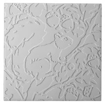 Vita Grått Svart Embossed Woodland Acorn