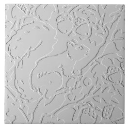 Vita Grått Svart Embossed Woodland Acorn Kakelplatta