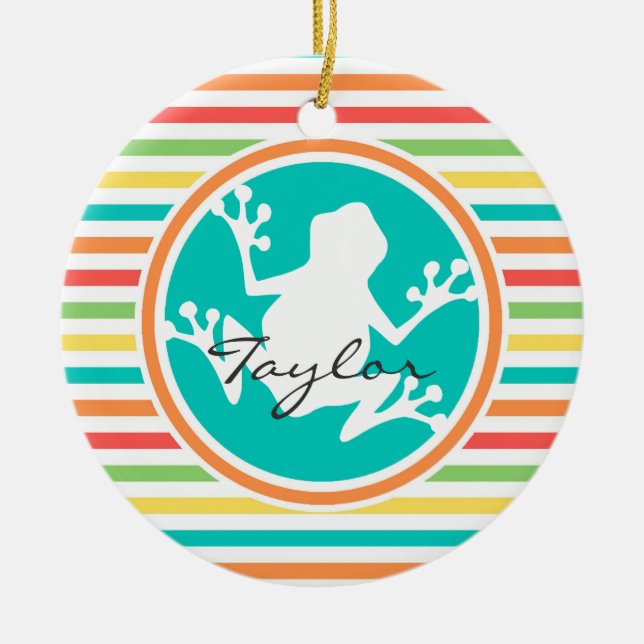 Vita grodor, Bright Rainbow Rand Julgransprydnad Keramik (Framsidan)