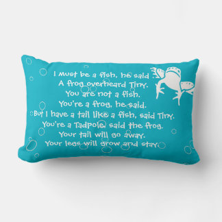 vita grodor på blå artikeltid, tupplur lumbarkudde