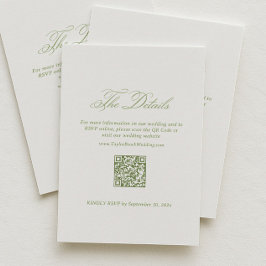 Vita & Gröna Bröllopsdetaljer RSVP Qr-kod Tilläggskort