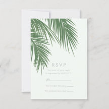 Vita Gröna Eleganta Tropiska Palmblad RSVP