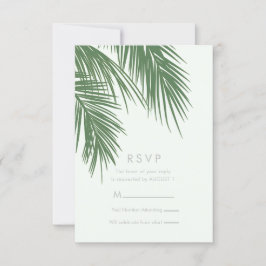 Vita Gröna Eleganta Tropiska Palmblad RSVP Inbjudningar