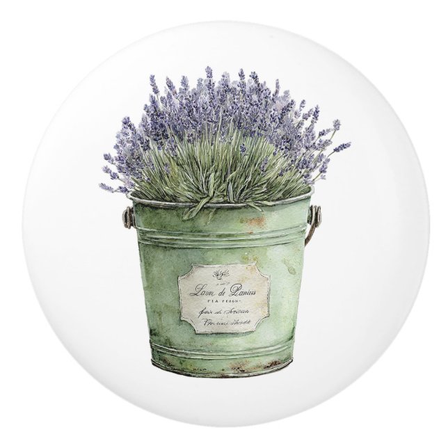Vita Gröna Hink Lavendel Blommor Knopp (Framsidan)