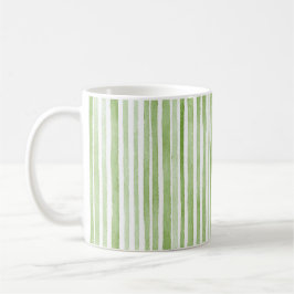 Vita Gröna Ränder Kaffemugg