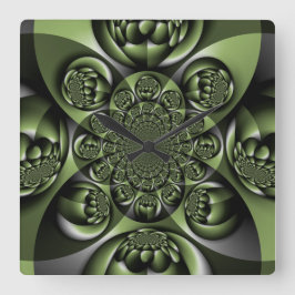 Vita Gröna Skogs Mini Sfärer Fyrkantig Klocka