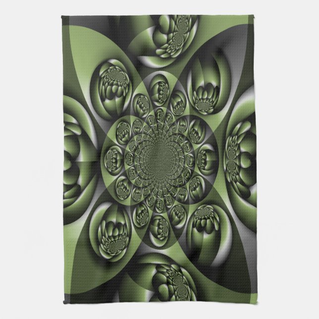 Vita Gröna Skogs Mini Sfärer Kökshandduk (Vertikal)