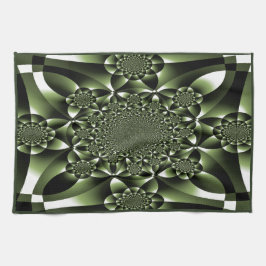 Vita Gröna Skogsblad Kronblad Kökshandduk