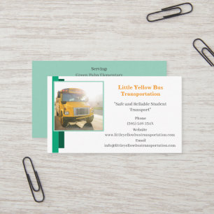 Vita Grönt Buss Driver Gult School Buss Visitkort