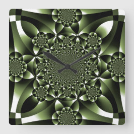 Vita Grönten Forest Löv Petals Fyrkantig Klocka