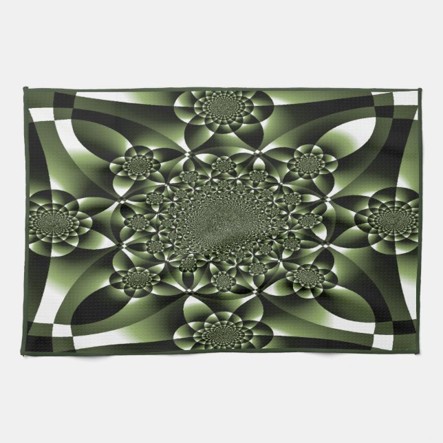 Vita Grönten Forest Löv Petals Kökshandduk (Horisontell)