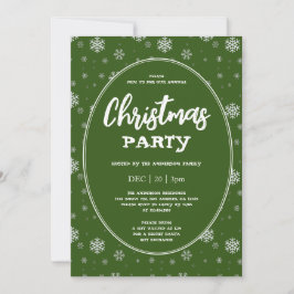 Vita Grönten Snöflingor Modern jul Party Inbjudningar