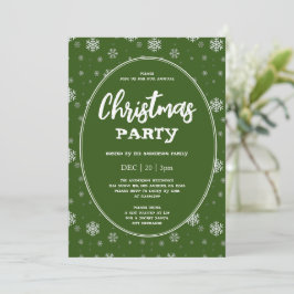 Vita Grönten Snöflingor Modern jul Party Inbjudningar