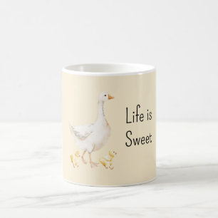 Vita gula ankkor kaffemugg