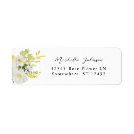 Vita & gula blommiga returadressetiketter 2 returadress etikett