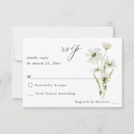 Vita & gula blommor, ingen måltid, RSVP 3 OSA Kort