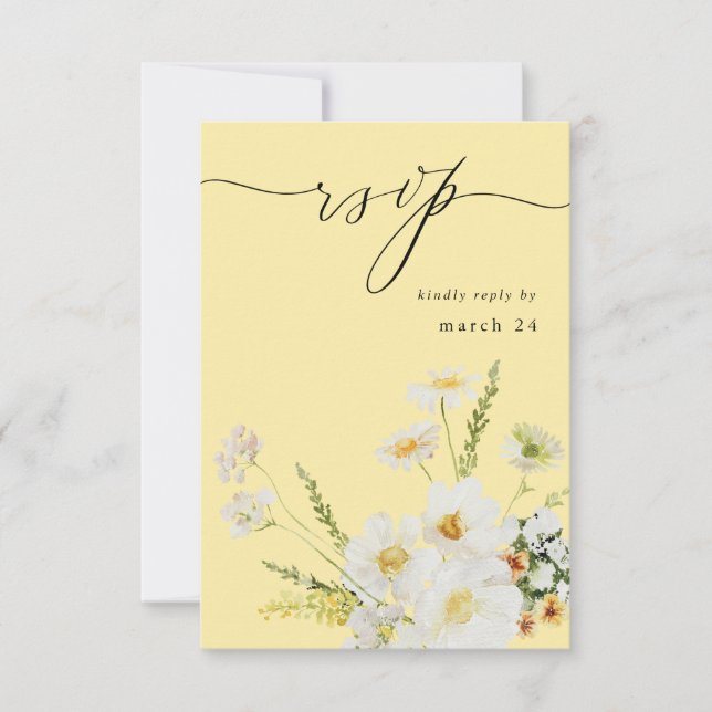 Vita & gula blommor med måltidssvar 2 gula OSA kort (Framsida)