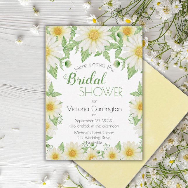 Vita gula blomsterdafor Skript Bröllopsfest Inbjudningar (Skapare uppladdad)