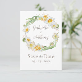 Vita & gula Narciss Blommig Spara datum Datumet