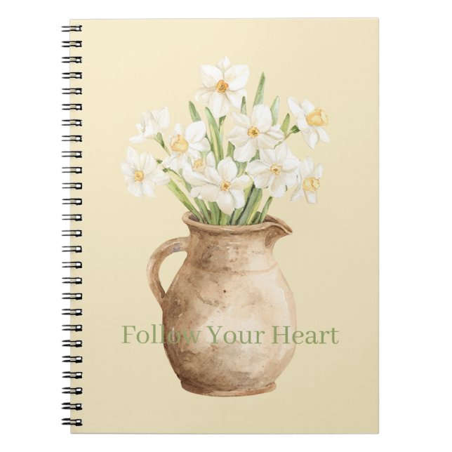 Vita gula Narcisser Blommig Anteckningsbok (Framsidan)