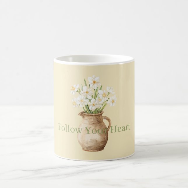 Vita gula Narcisser Blommig Kaffemugg (Center)