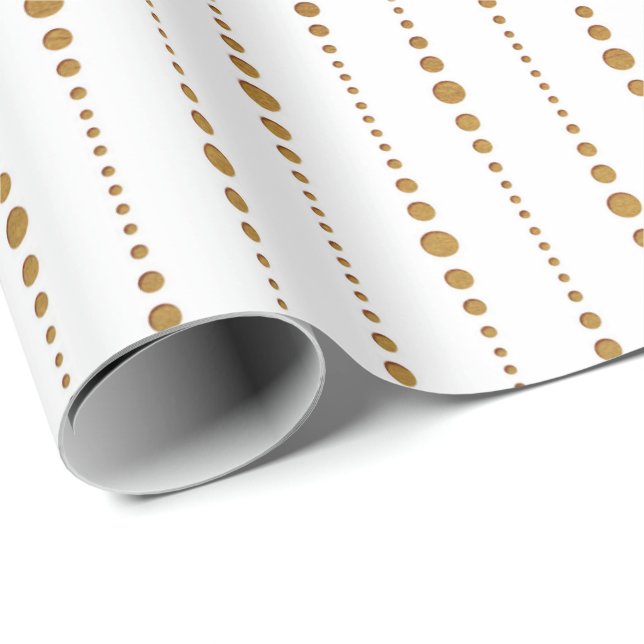 Vita, gula, ömtåliga, små droppar Polka dots Presentpapper (Rullad Hörn)