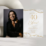 Vita Guld Agate Bild 40:e födelsedagen Party Inbjudningar<br><div class="desc">Det här är en Elegant Vita Guld Agate Anpassningsbar Bild Foto 40:e födelsedagsinbjudan!</div>