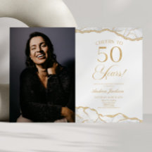 Vita Guld Agate Bild 50:e Födelsedagsfesten