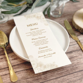 Vita Guld Blommigt Elegant bröllop Meny